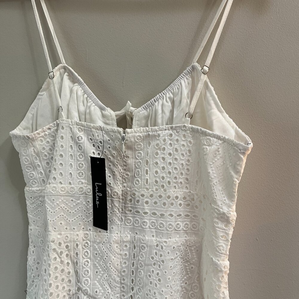 NEW Lulus Adored Aura White Eyelet Embroidered Cutout Midi Dress Small - Picture 8 of 8